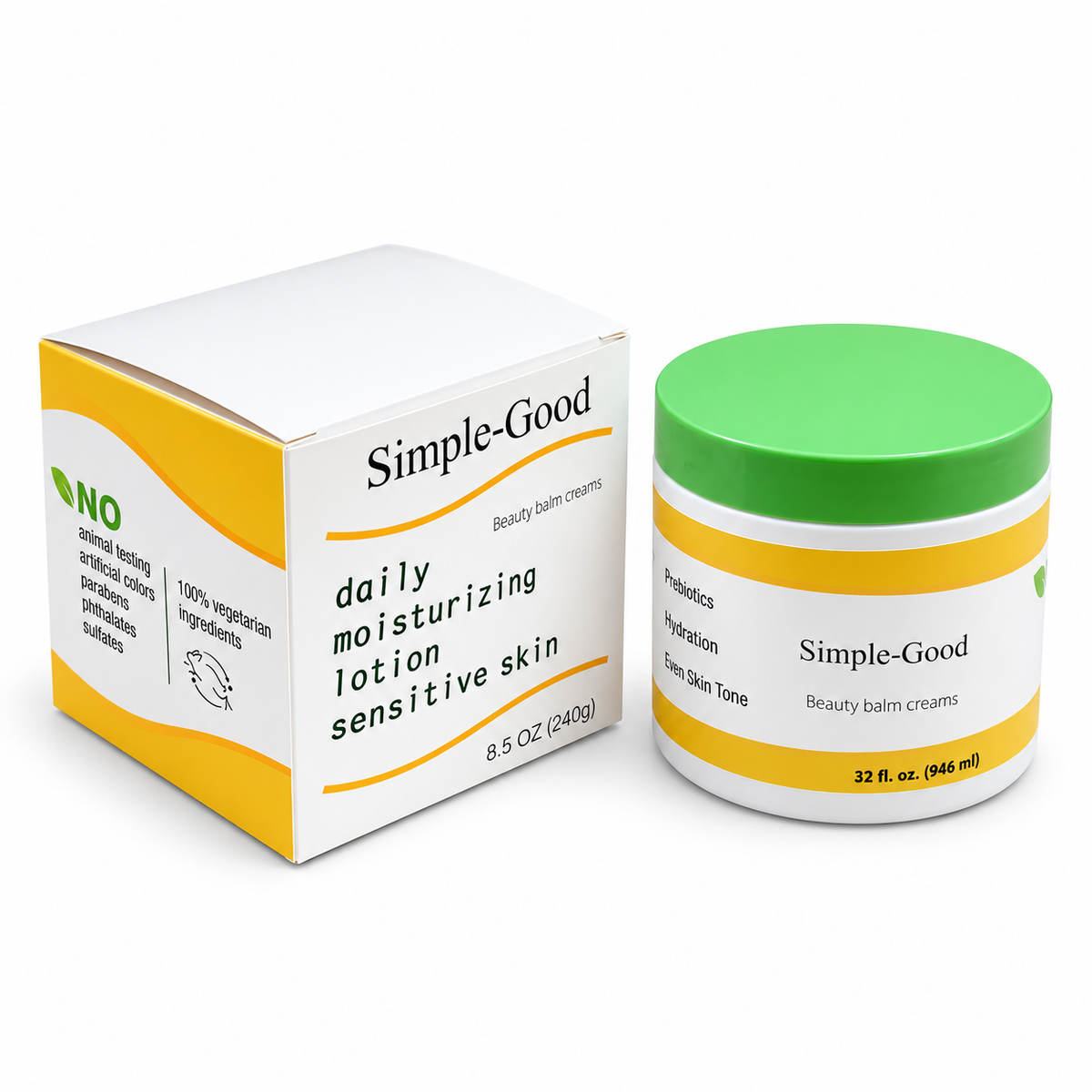 Simple-Good Daily Moisturizing Lotion for Sensitive Skin, Hydrating Body Balm Cream with Gentle Ingredients, Lightweight Moisturizer for Dry Skin, 32 fl oz
